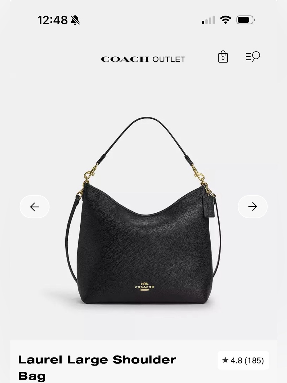 Coach Laurel Large Shoulder Bag in Black